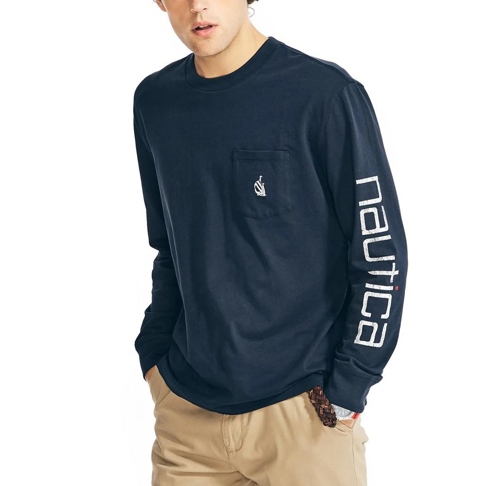 商品Nautica|Men's Relaxed-Fit Long-Sleeve Graphic Pocket T-Shirt,价格¥210,第2张图片详细描述