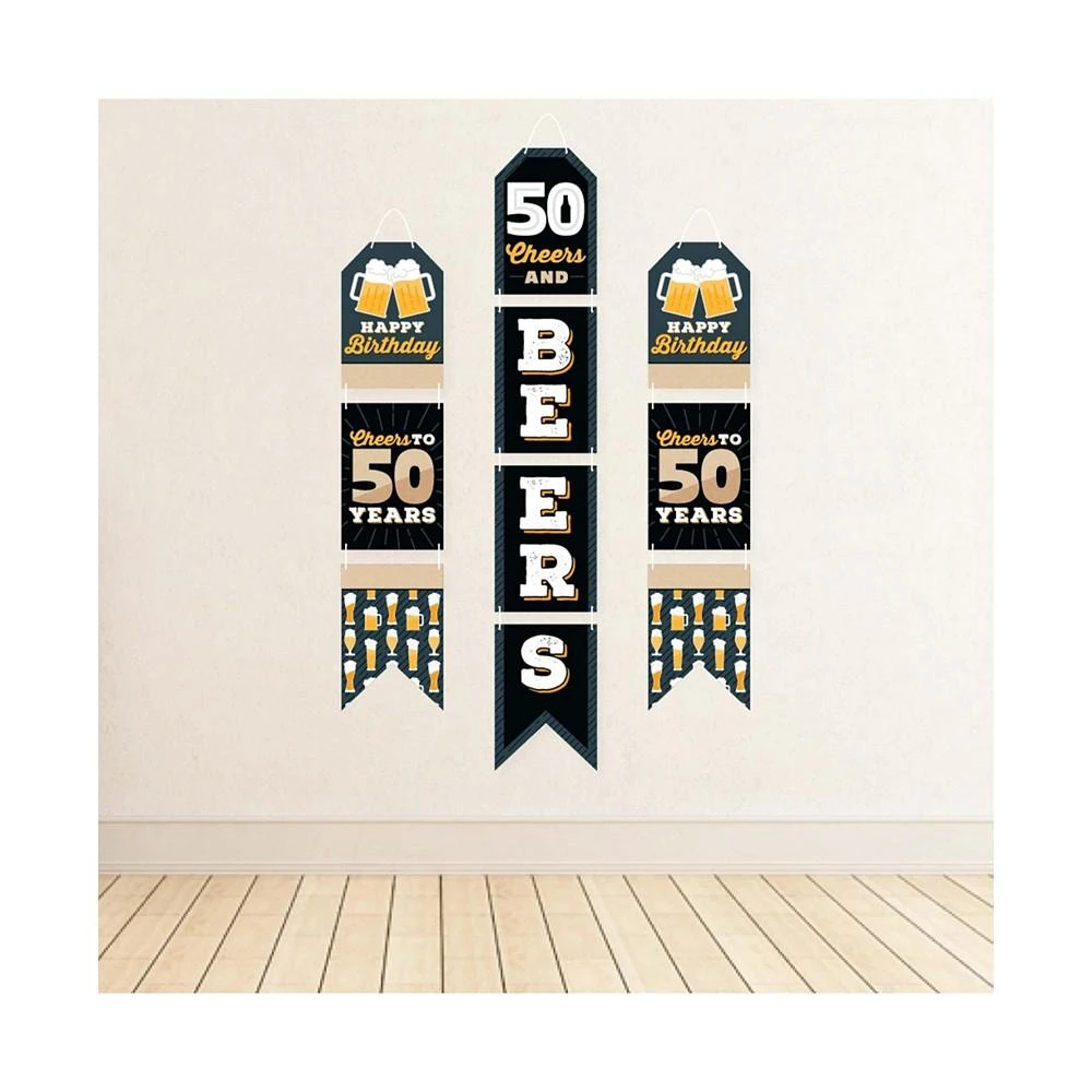 商品Big Dot of Happiness|Cheers & Beers to 50 Years - Hanging Vertical Paper Banners - Indoor Door Decor,价格¥157,第2张图片详细描述