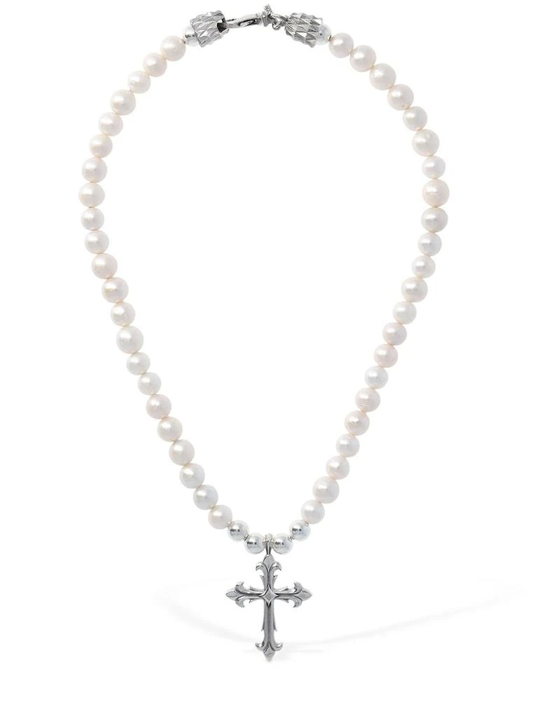 商品Emanuele Bicocchi|Pearl Chain Necklace W/ Cross Charm,价格¥1890,第1张图片