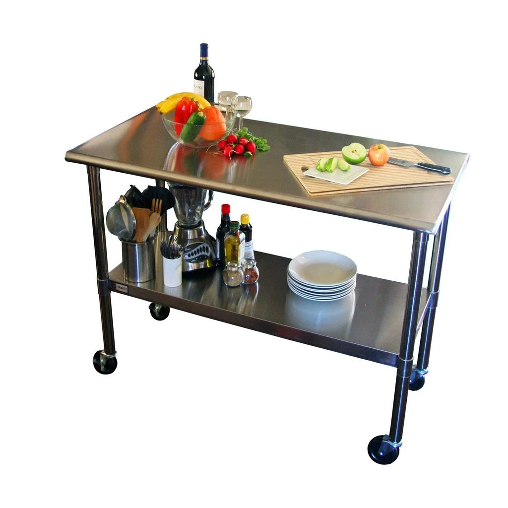 商品Hivvago|2ft x 4ft Stainless Steel Top Kitchen Prep Table with Locking Casters Wheels,价格¥4856,第1张图片