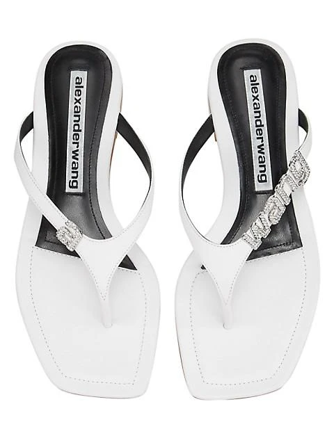 商品Alexander Wang|Ivy Rhinestone Logo Leather Thong Sandals,价格¥1395,第5张图片详细描述
