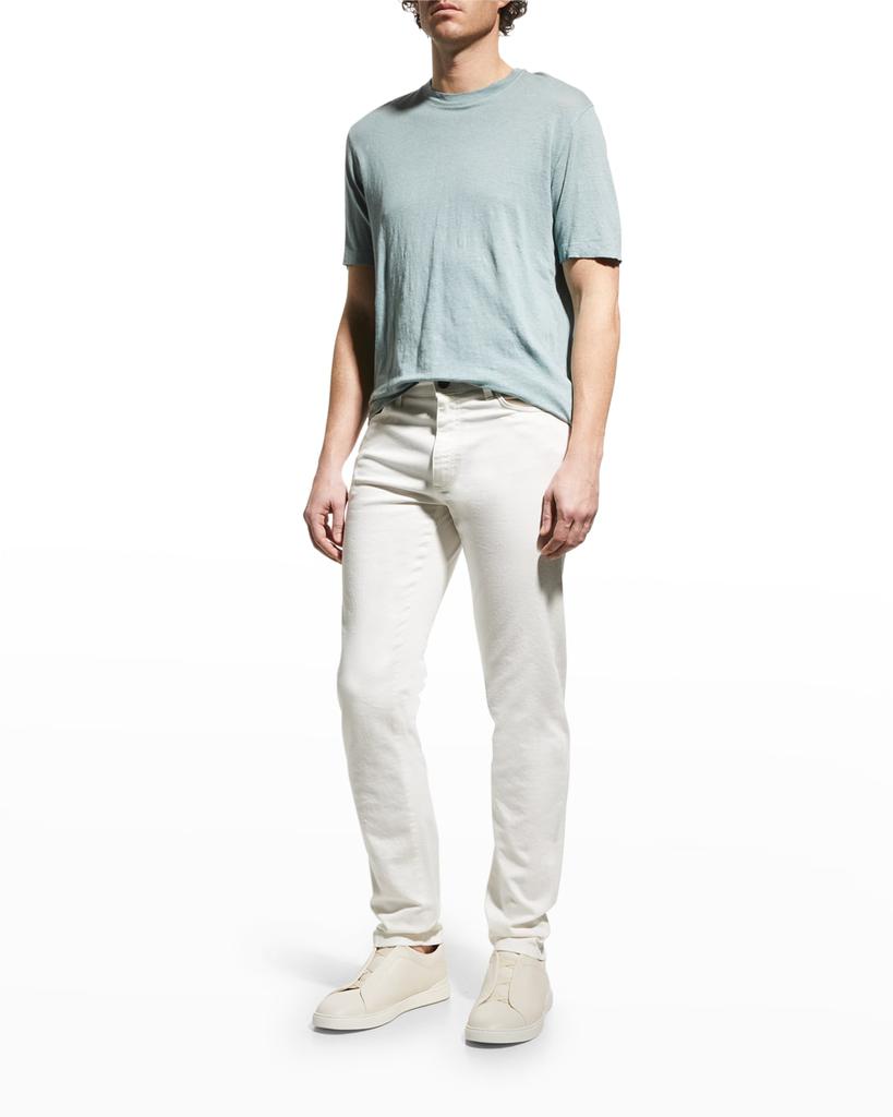 Men's Solid Cotton-Stretch Denim Trousers商品第3张图片规格展示