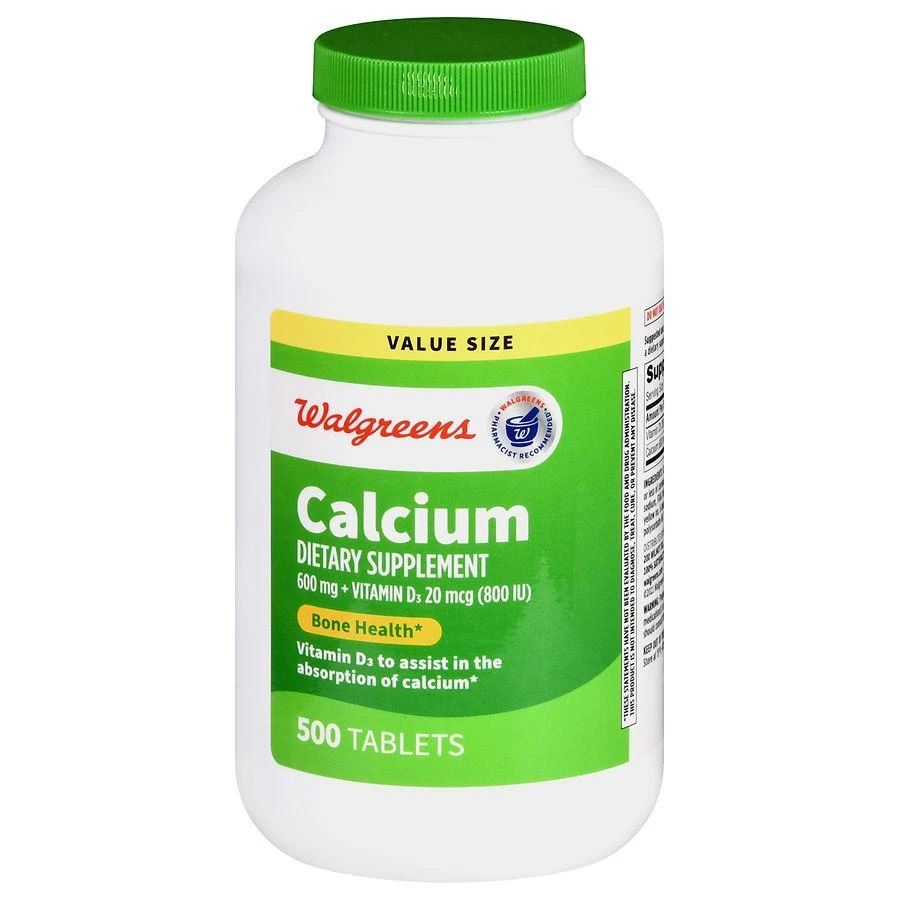 商品Walgreens|Calcium 600 mg + Vitamin D3 20 mcg (800 IU) Tablets (500 days),价格¥160,第1张图片