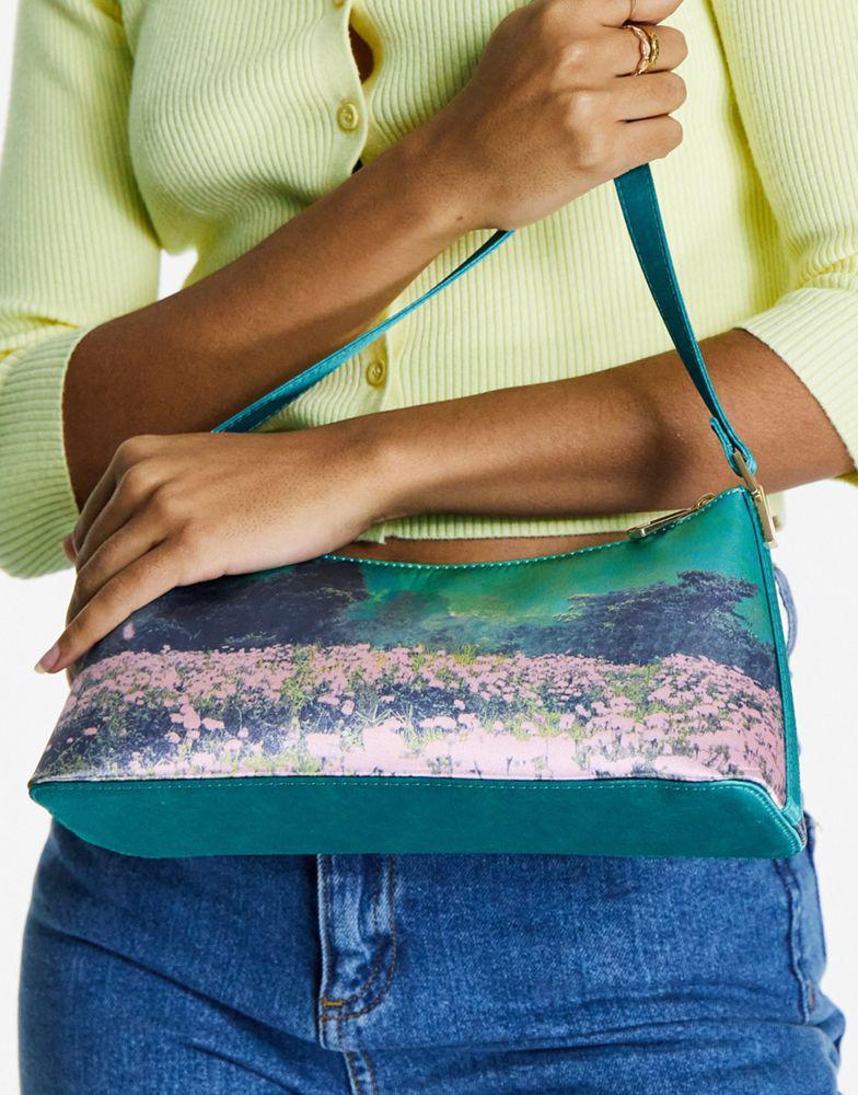 ASOS DESIGN shoulder bag with hardware tabs in satin scenic print商品第4张图片规格展示
