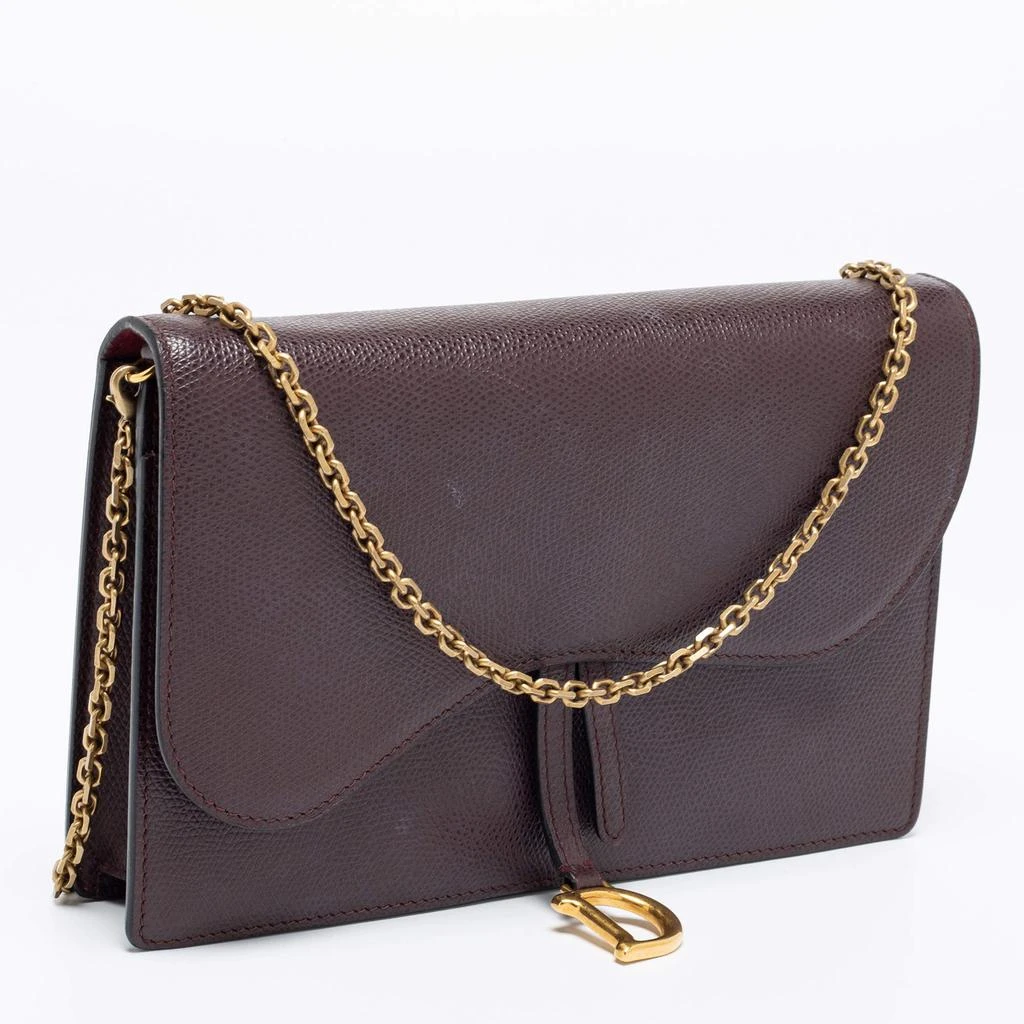 商品[二手商品] Dior|Dior Burgundy Leather Saddle Wallet on Chain,价格¥7850,第3张图片详细描述