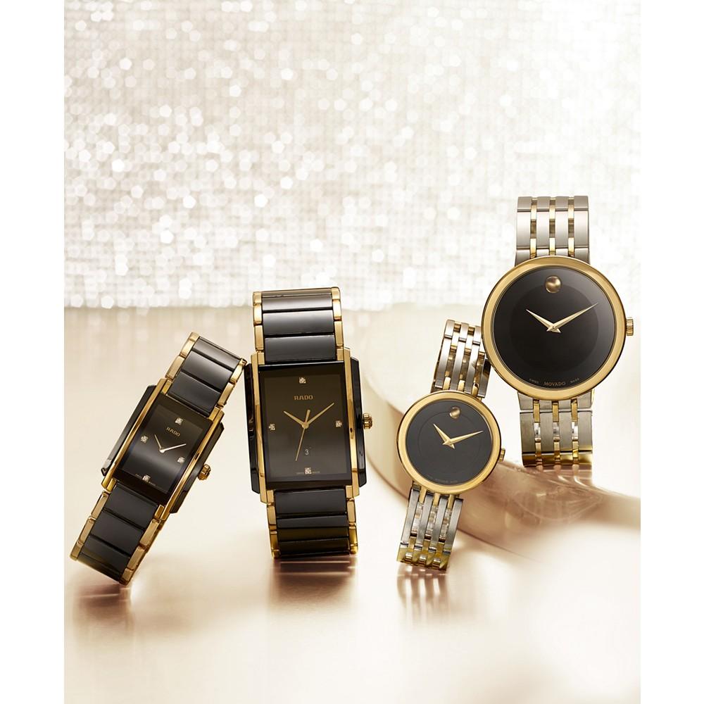 Women's Swiss Integral Diamond Accent Black Ceramic & Gold-Tone Stainless Steel Bracelet Watch 23x33mm R20845712商品第8张图片规格展示