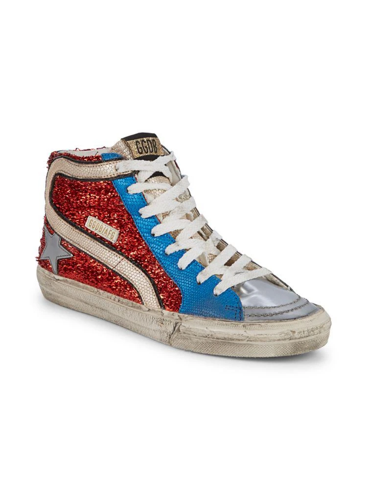 商品Golden Goose|Slide Metallic High-Top Sneakers,价格¥3222,第2张图片详细描述