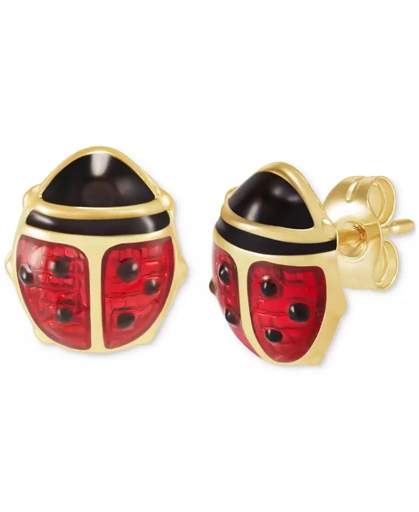 商品Macy's|Red Enamel Ladybug Stud Earrings in 10k Gold,价格¥380,第4张图片详细描述