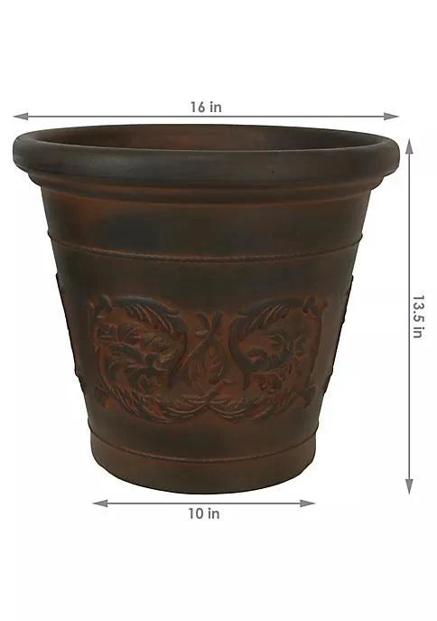商品Sunnydaze Decor|Decor 16 In Arabella Dual Wall Polyresin Planter   Rust   Set Of 4,价格¥1190,第5张图片详细描述