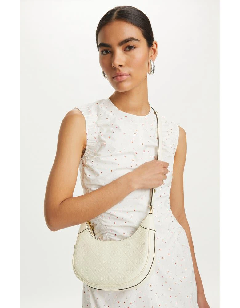 商品Tory Burch|T-Monogram Embossed Crescent Shoulder Bag,价格¥2687,第2张图片详细描述