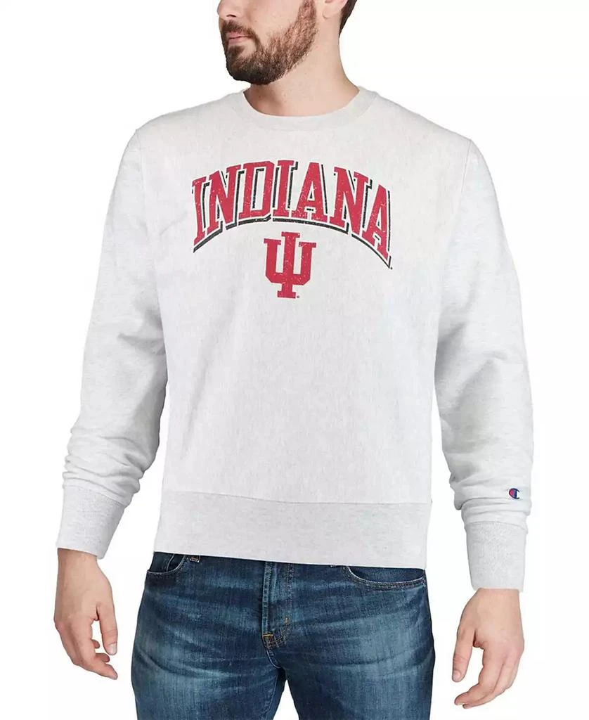 商品CHAMPION|Men's Gray Indiana Hoosiers Arch Over Logo Reverse Weave Pullover Sweatshirt,价格¥432,第4张图片详细描述