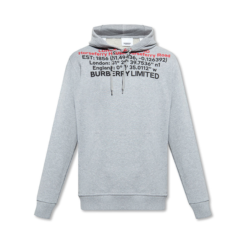 商品Burberry|BURBERRY 男士灰色棉质连帽卫衣 8048283,价格¥3383,第1张图片