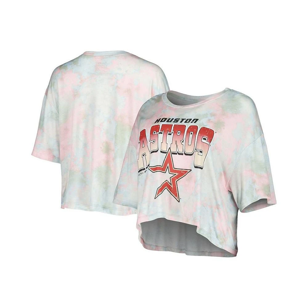 商品Majestic|Women's Threads Houston Astros Cooperstown Collection Tie-Dye Boxy Cropped Tri-Blend T-shirt,价格¥373,第1张图片