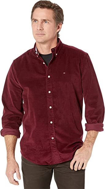 TOMMY HILFIGER 男士深红色灯芯绒长袖衬衫 78J4002-601商品第1张图片规格展示