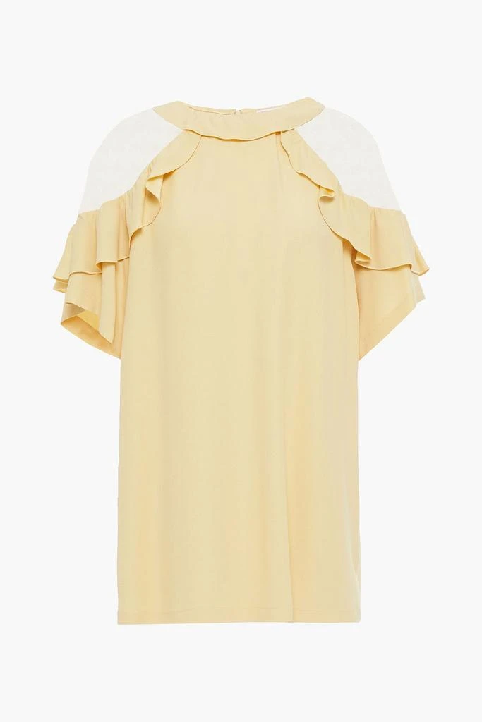 商品RED Valentino|Ruffled point d'esprit-paneled crepe blouse,价格¥1600,第3张图片详细描述