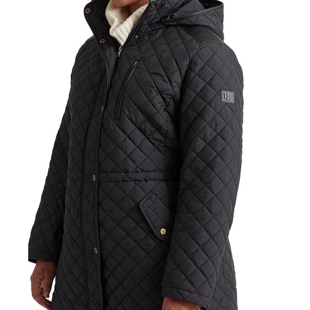 商品Ralph Lauren|Plus Size Faux-Leather Trimmed Hooded Anorak Quilted Coat, Created for Macy's,价格¥1107,第3张图片详细描述