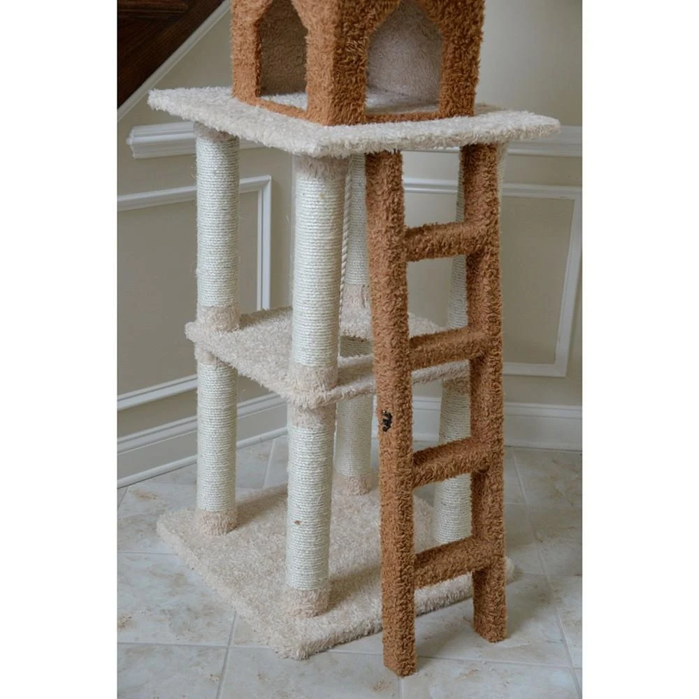 Multi-Level Real Wood Cat Tower With Condo, Rope Swing, Ladder and 2 Perches 商品