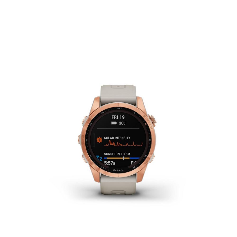 Unisex Fenix 7S Solar Rose Gold with Light Sand Silicone Band Smart Watch 42mm商品第1张图片规格展示