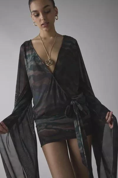 商品Jaded London|Jaded London Draped XXL Sleeve Semi-Sheer Mini Dress,价格¥1013,第1张图片
