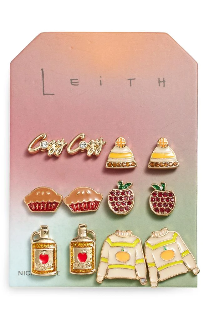 商品Leith|6-Pack Apple Cider Assorted Stud Earrings,价格¥84,第1张图片