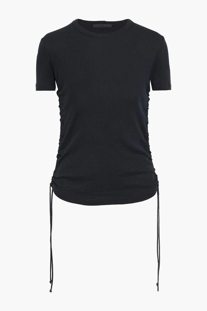 商品Helmut Lang|Cutout ruched ribbed cotton-jersey T-shirt,价格¥420,第3张图片详细描述