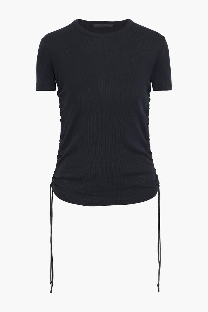 商品Helmut Lang|Cutout ruched ribbed cotton-jersey T-shirt,价格¥595,第5张图片详细描述