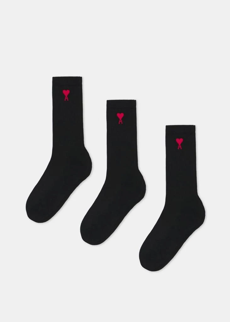 商品AMI|AMI Alexandre Mattiussi Black Logo Socks,价格¥579,第1张图片