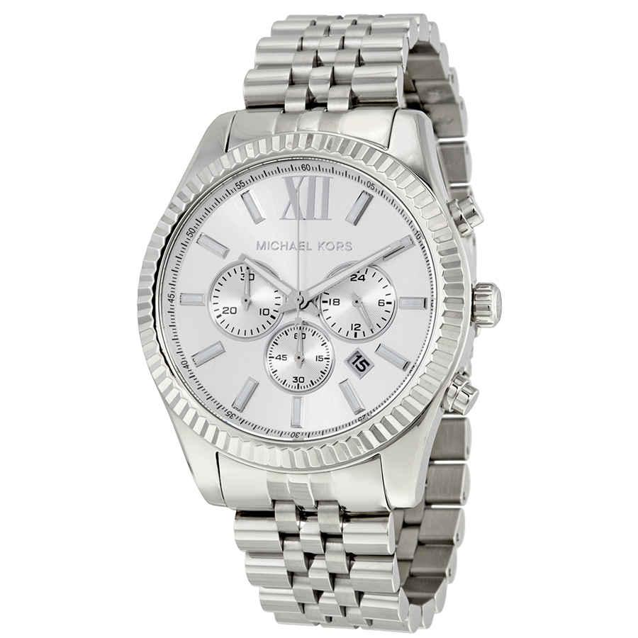 Michael Kors Lexington Chronograph Silver Dial Mens Watch MK8405商品第1张图片规格展示