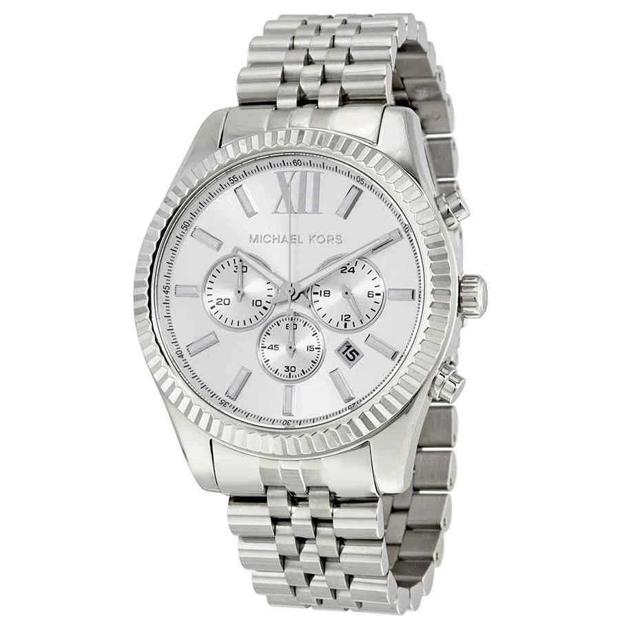 商品Michael Kors|Michael Kors Lexington Chronograph Silver Dial Mens Watch MK8405,价格¥1112,第1张图片