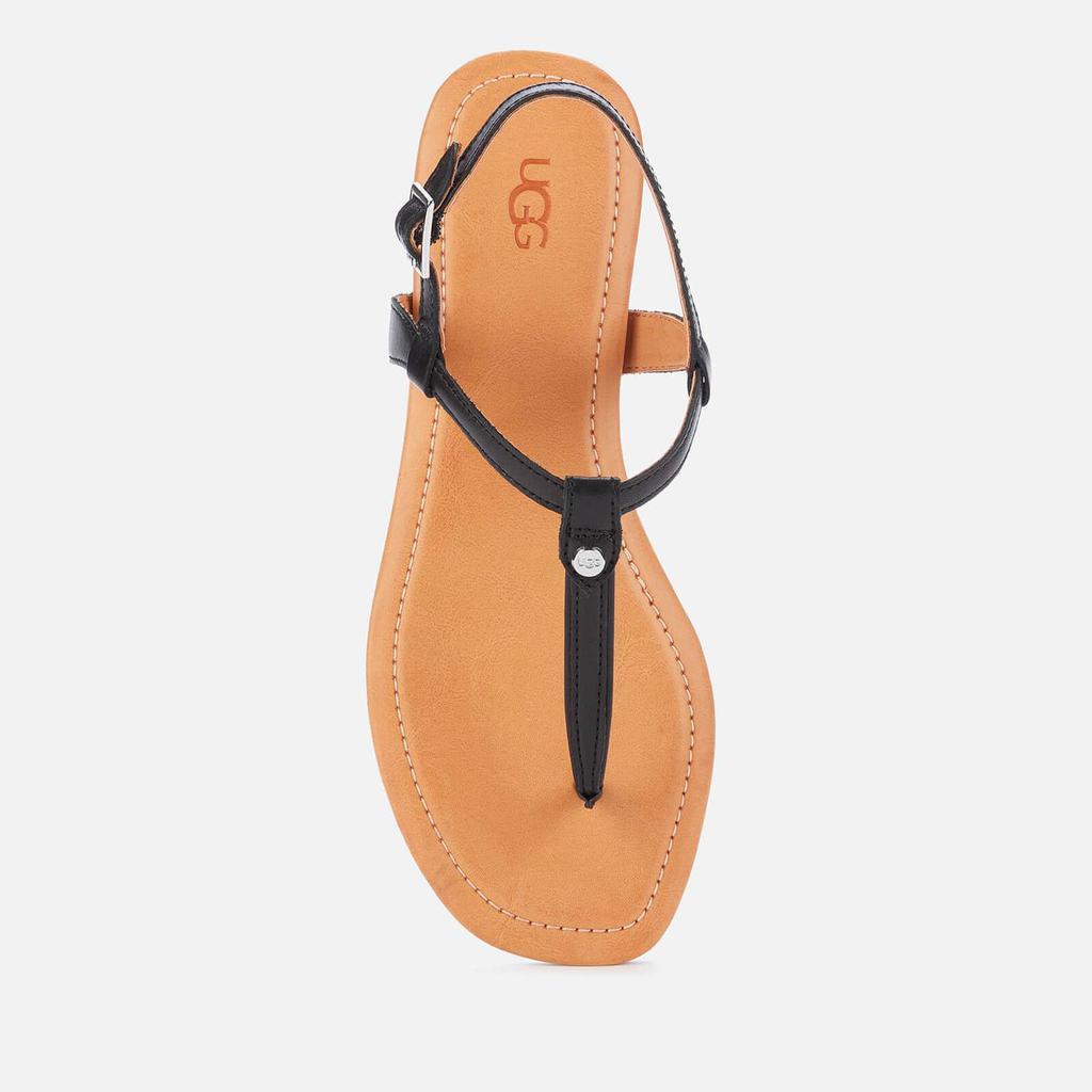 商品UGG|UGG Women's Madeena Leather Toe Post Sandals - Black,价格¥443,第5张图片详细描述