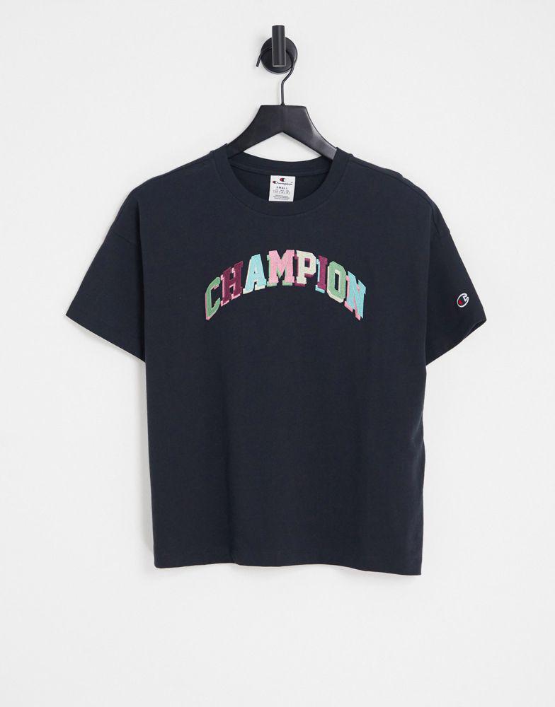Champion boxy t-shirt with logo in black商品第1张图片规格展示