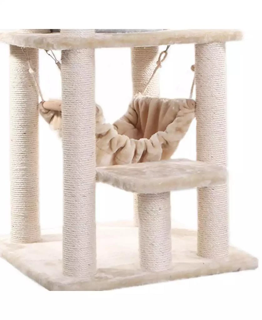 65" Real Wood Cat Tree With Rope, Hammock, Playhouse 商品