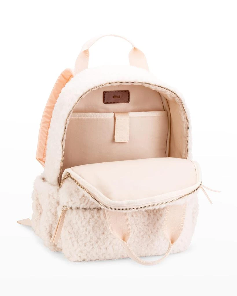 商品Chloé|Kid's Faux Shearling Logo-Strap Backpack,价格¥1895,第4张图片详细描述