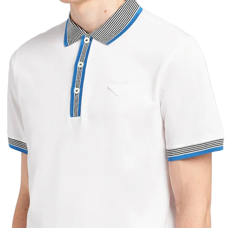 【预售3-7天】PRADA/普拉达 22年春夏 男士白色棉质撞色条纹细节短袖Polo衫UJN766_1ZP5_F0009_S_212 商品