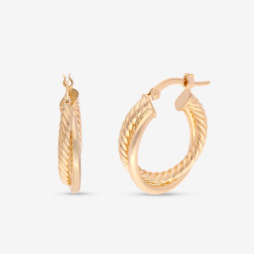 商品Ina Mar|Ina Mar 14K Yellow Gold Polished Torchon Bypass Hoop Earrings E50462K4Y,价格¥1879,第1张图片