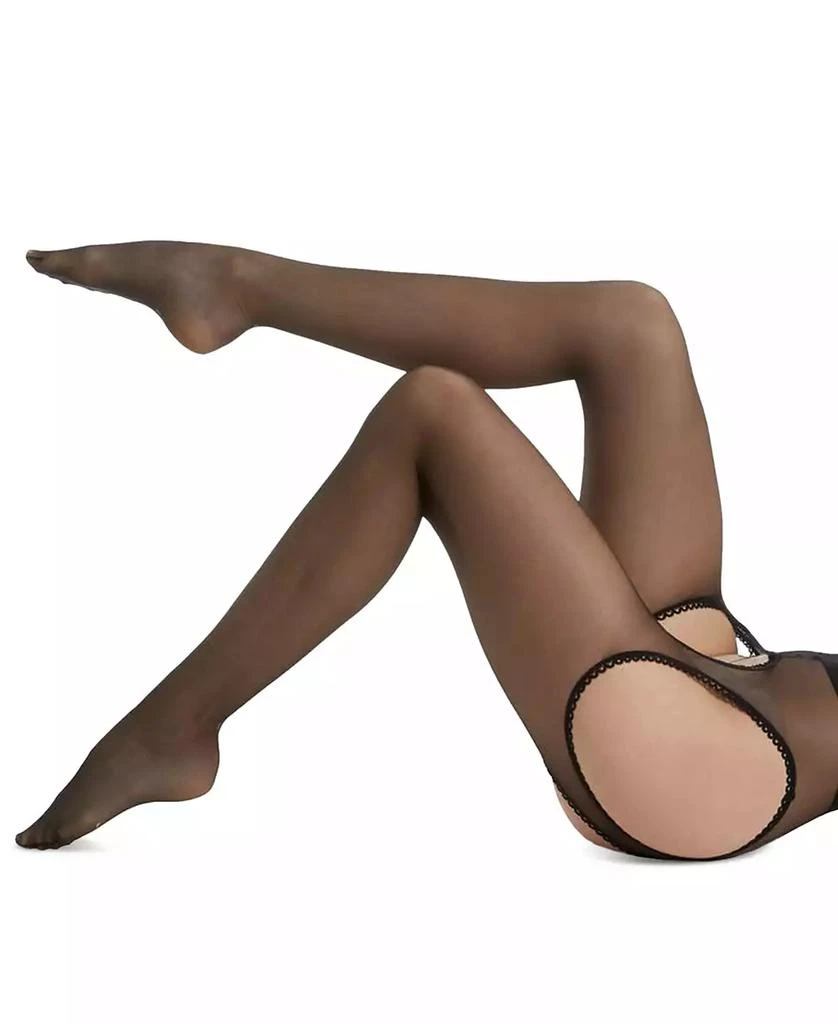 商品Memoi|Women's Lace Trim Sheer Sexy Suspender Pantyhose,价格¥127,第2张图片详细描述