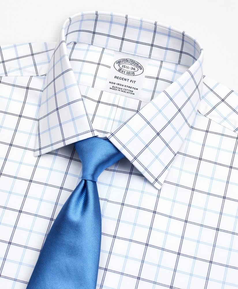 商品Brooks Brothers|Stretch Regent Regular-Fit Dress Shirt, Non-Iron Poplin Ainsley Collar Double-Grid Check,价格¥447,第4张图片详细描述