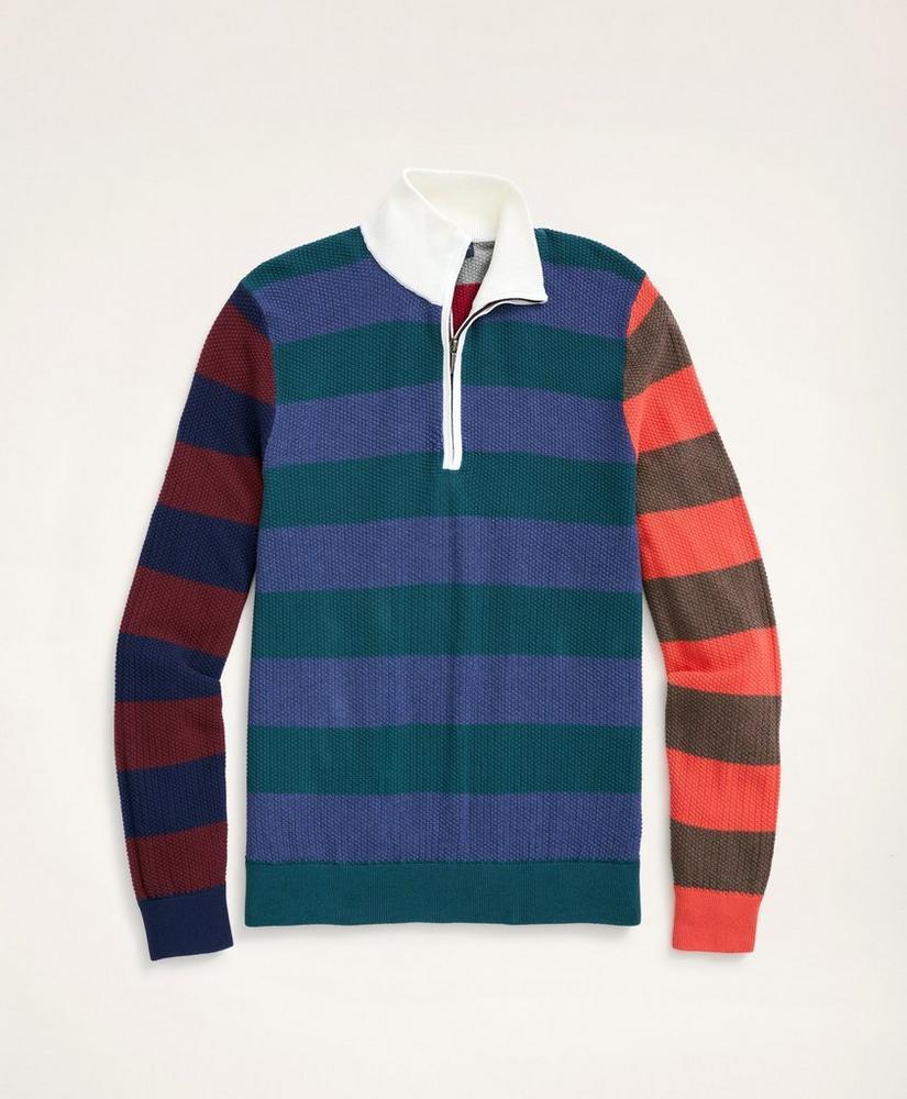 商品Brooks Brothers|Cotton Pique Fun Rugby Stripe Half-Zip,价格¥350,第1张图片