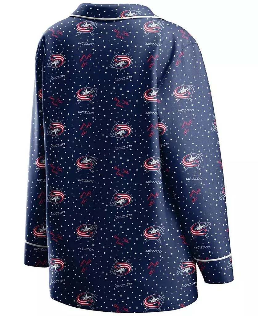 商品WEAR by Erin Andrews|Women's Navy Columbus Blue Jackets Long Sleeve Button-Up Shirt Pants Sleep Set,价格¥335,第3张图片详细描述