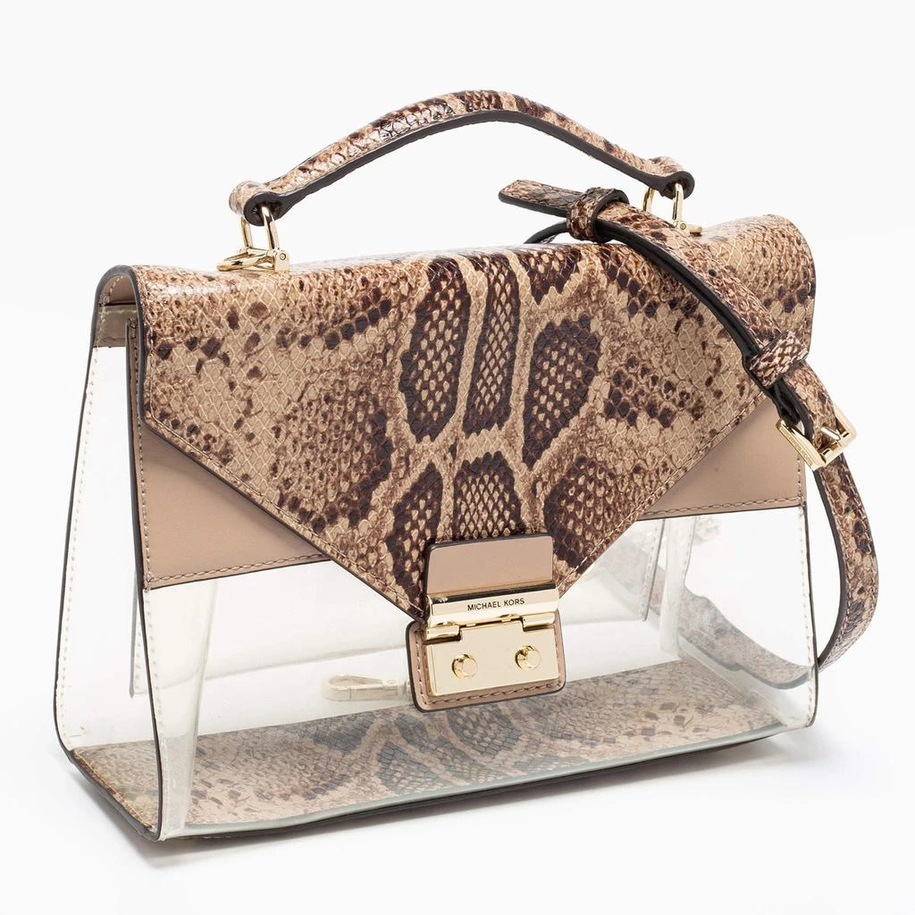 商品[二手商品] Michael Kors|Michael Kors Beige/Brown Python Embossed Leather And PVC Sloan Top Handle Bag,价格¥962,第3张图片详细描述