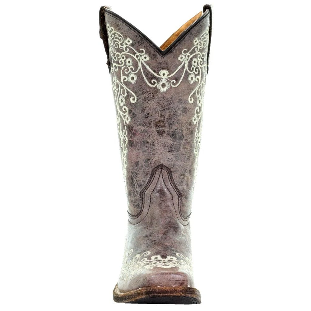 商品Corral Boots|Floral Tooled-Inlay Square Toe Cowboy Boots (Big Kid),价格¥934,第5张图片详细描述