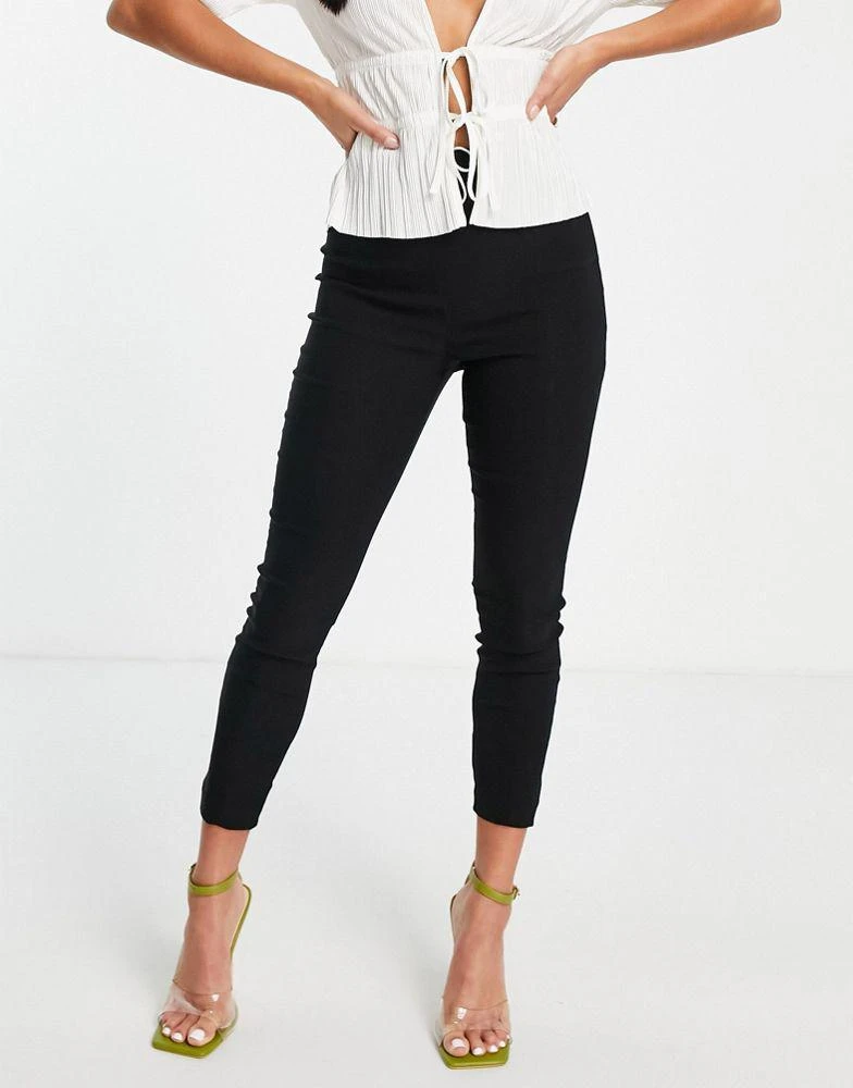 商品ASOS|ASOS DESIGN Petite high waist trousers skinny fit in black,价格¥166,第4张图片详细描述