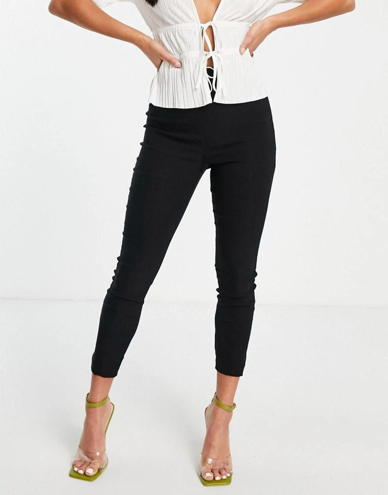 商品ASOS|ASOS DESIGN Petite high waist trousers skinny fit in black,价格¥168,第4张图片详细描述