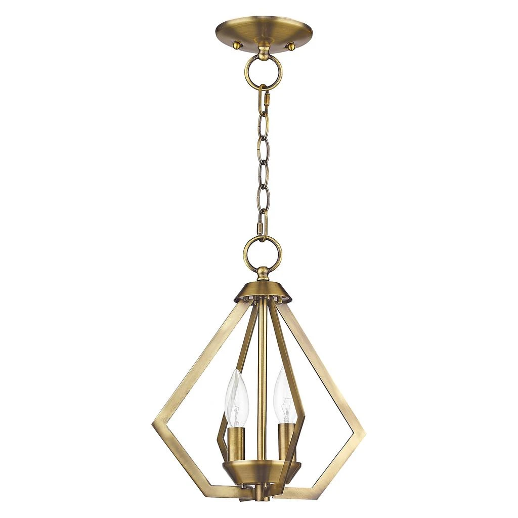 商品Livex Lighting|Two Light Antique Brass Convertible Mini Chandelier/Ceiling Mount,价格¥1133,第2张图片详细描述