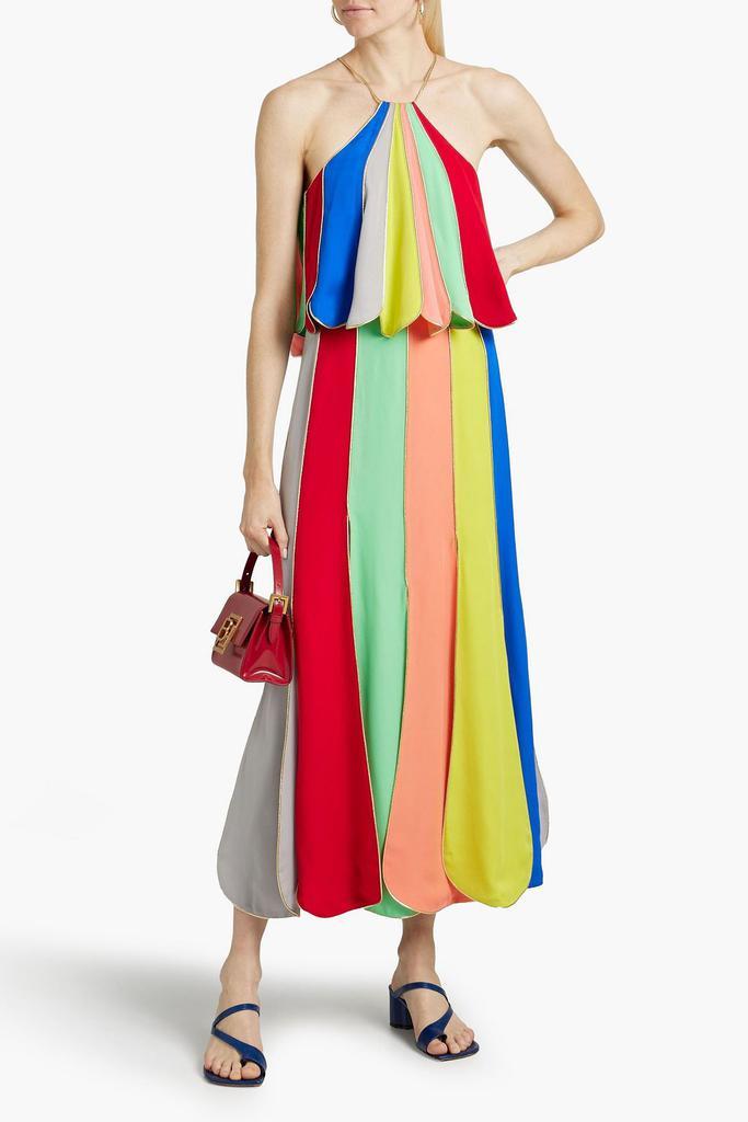 商品Rosie Assoulin|Carwash metallic-trimmed striped silk-crepe maxi skirt,价格¥4674,第4张图片详细描述