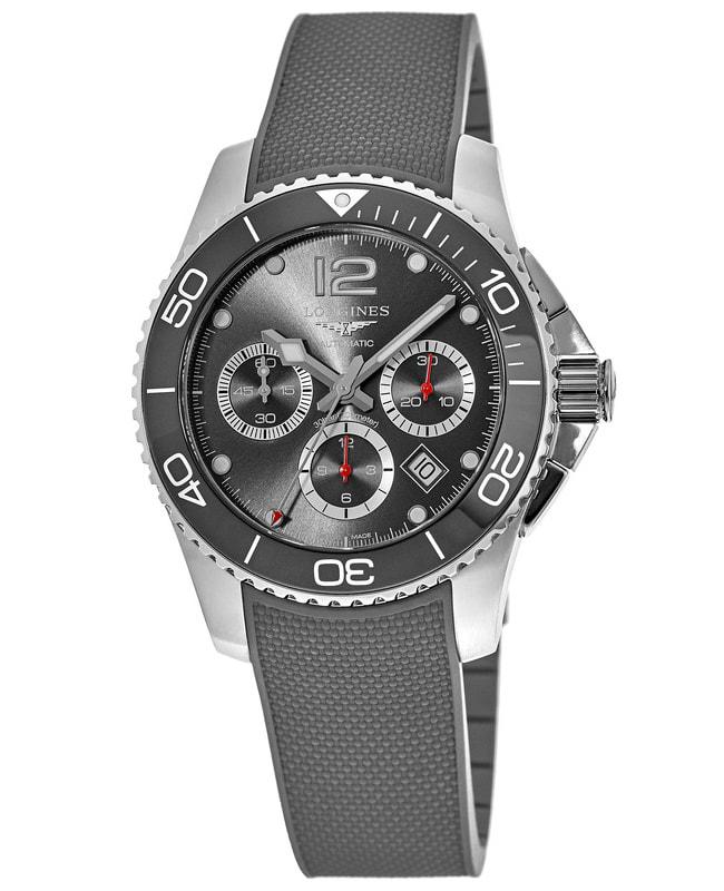 Longines HydroConquest Automatic Chronograph 43mm Grey Dial with Grey Rubber Srap Men's Watch L3.883.4.76.9商品第1张图片规格展示