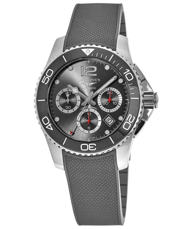 商品Longines|Longines HydroConquest Automatic Chronograph 43mm Grey Dial with Grey Rubber Srap Men's Watch L3.883.4.76.9,价格¥17618,第1张图片