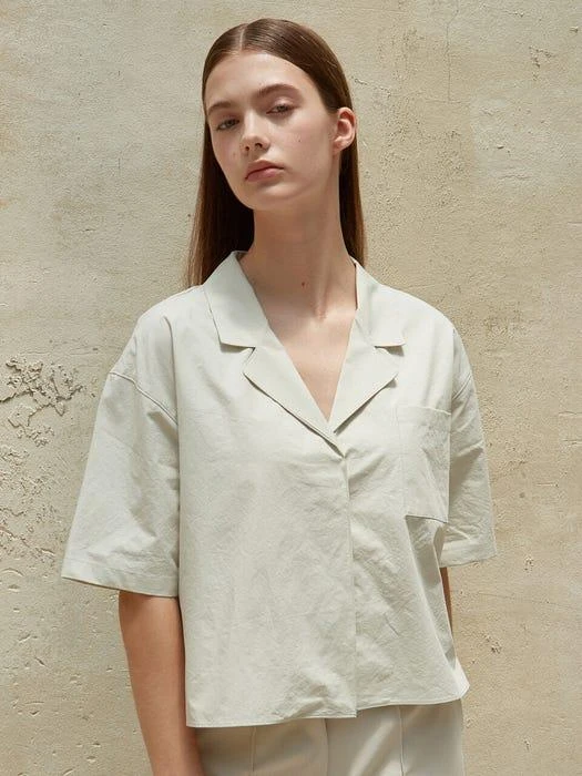 商品INUSWAY|Iuw1249 Hidden Pajama Crop Shirts (Mint),价格¥676,第3张图片详细描述
