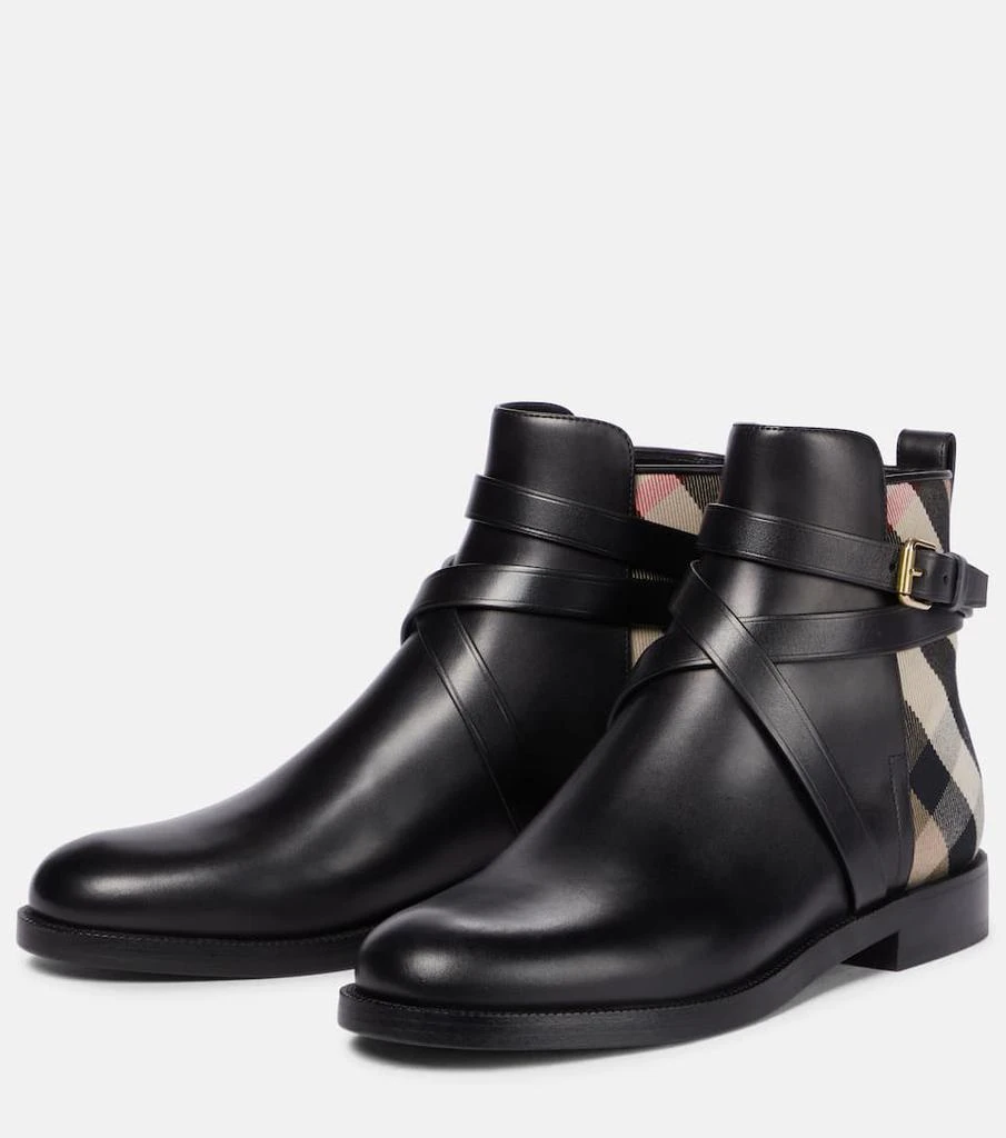 商品Burberry|Archive Check leather ankle boots,价格¥5837,第5张图片详细描述