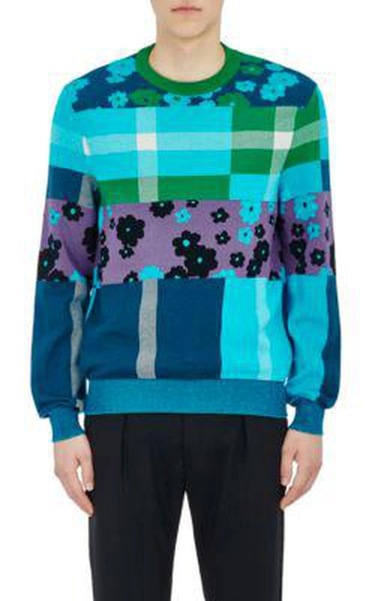 商品Paul Smith|Flower & Plaid Intarsia-Knit Cotton 毛衣,价格¥2077,第1张图片